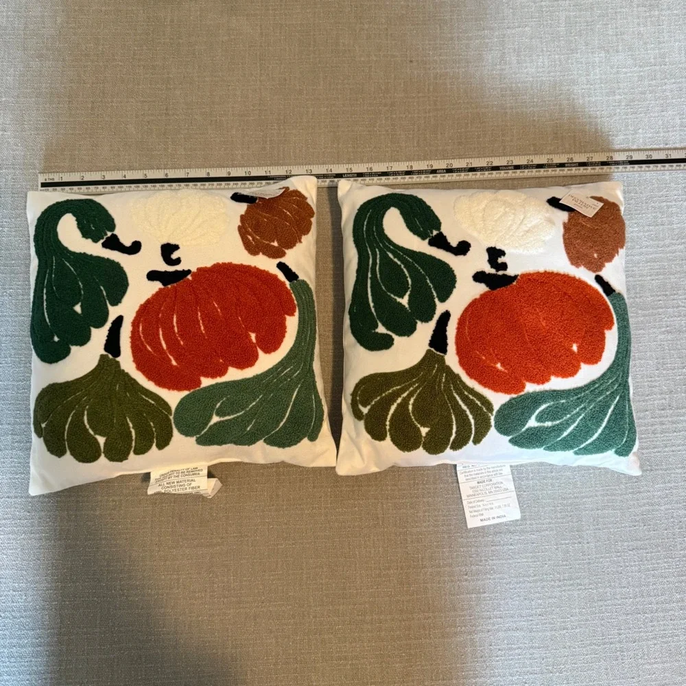 2 pc Harvest Throw Pillow Pumpkin Gourd‎ Autumn Multiolor